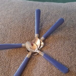 Small spoons blue plastic handle stainless China 5